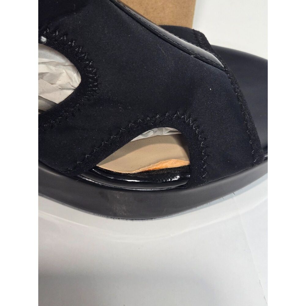 Adrienne Vittadini Clove Black Patent Wedge Sandals | Women's Size 10 - Picture 7 of 9
